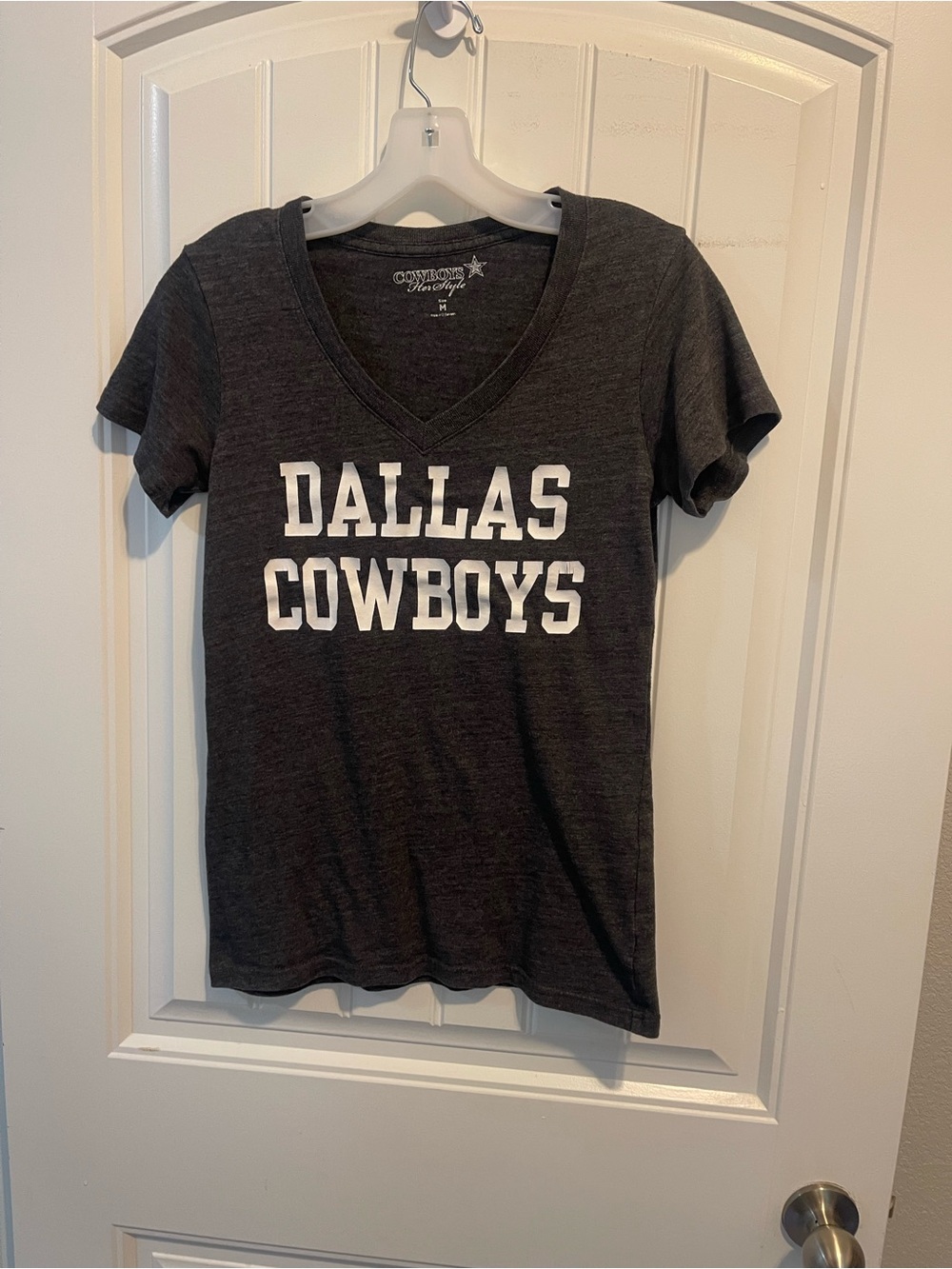 Dallas Cowboys Women's V-Neck Tee - Charcoal Gray
